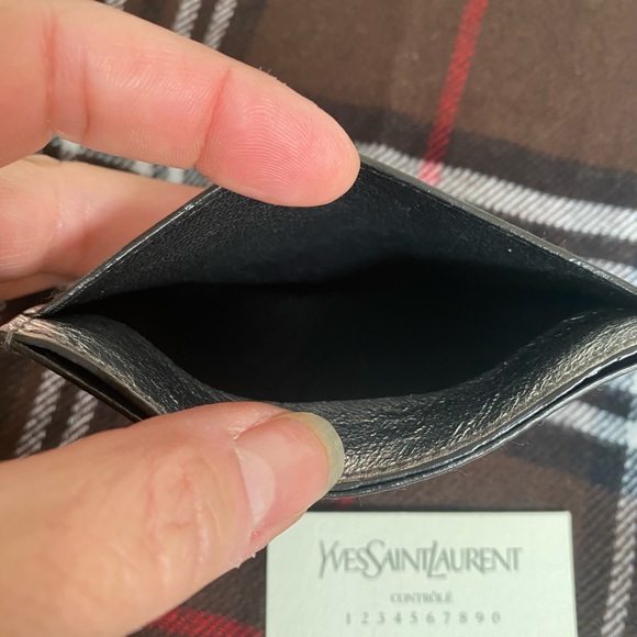YSL Yves Saint Laurent Silver Metallic Leather Card Holder Wallet Vintage Rare - Picture 7 of 12